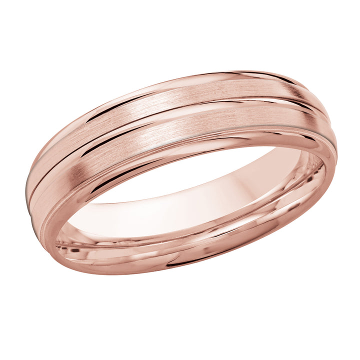 M3 016 6P 01   A Pink Wedding Band available in 10K  14K and 18K Gold