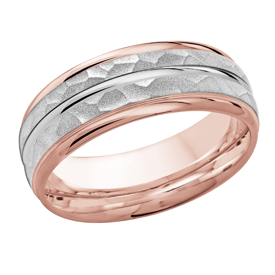 M3 016 8PW 02   A Pink White Wedding Band available in 10K  14K and 18K Gold