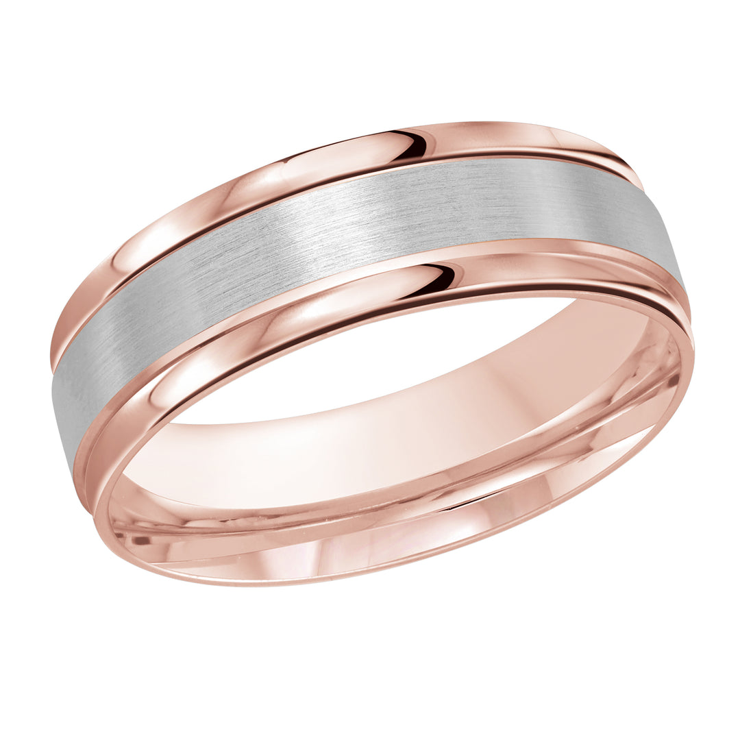 M3 031 7PW 01   A Pink White Wedding Band available in 10K  14K and 18K Gold