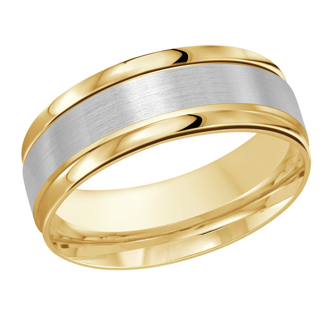 M3 031 8YW 01   A Yellow   White Wedding Band available in 10K  14K and 18K Gold