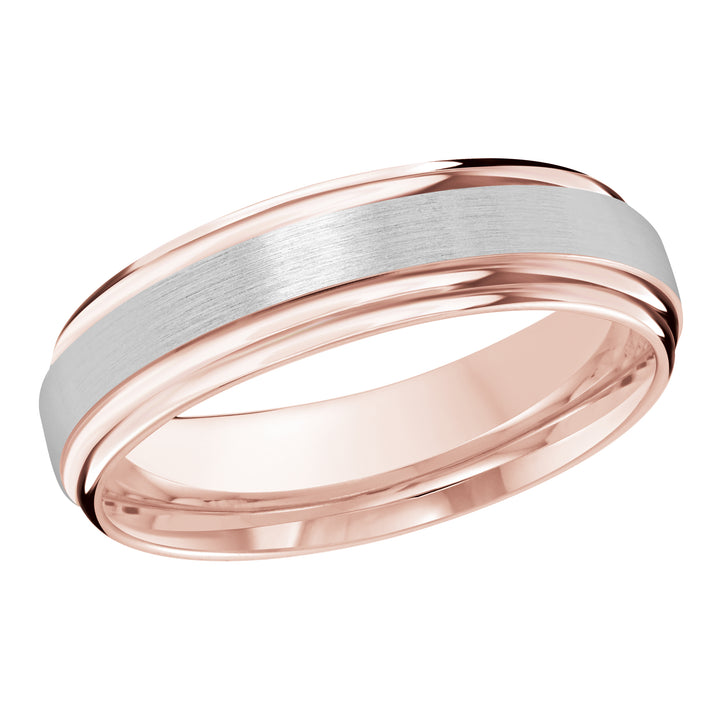 M3 058 6PW 01   A Pink White Wedding Band available in 10K  14K and 18K Gold