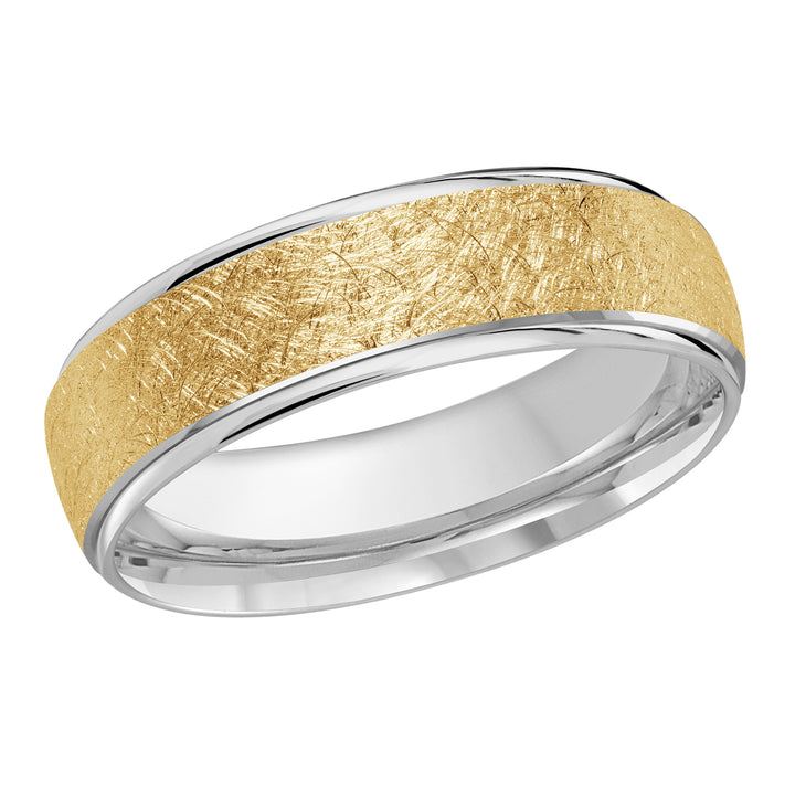 M3 081 6WY 04   A White   Yellow Wedding Band available in 10K  14K and 18K Gold