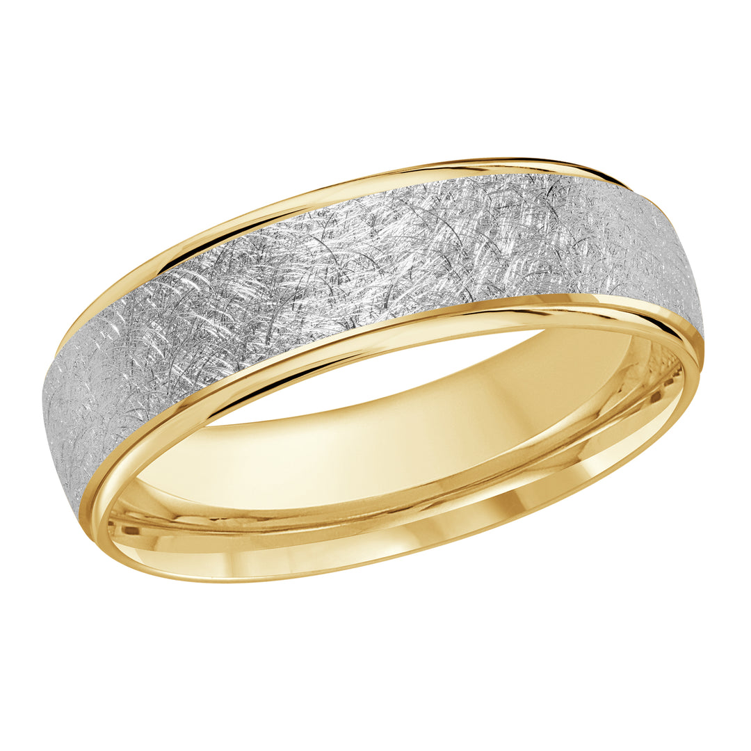 M3 081 6YW 04   A Yellow   White Wedding Band available in 10K  14K and 18K Gold