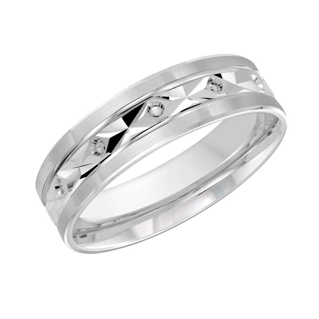 M3 086 6W 01   A White Wedding Band available in 10K  14K  8K Gold and Platinum