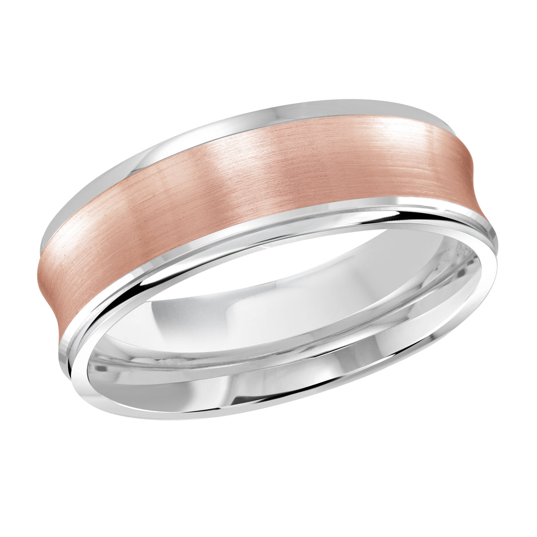 M3 095 7WP 01   A White   Pink Wedding Band available in 10K  14K and 18K Gold