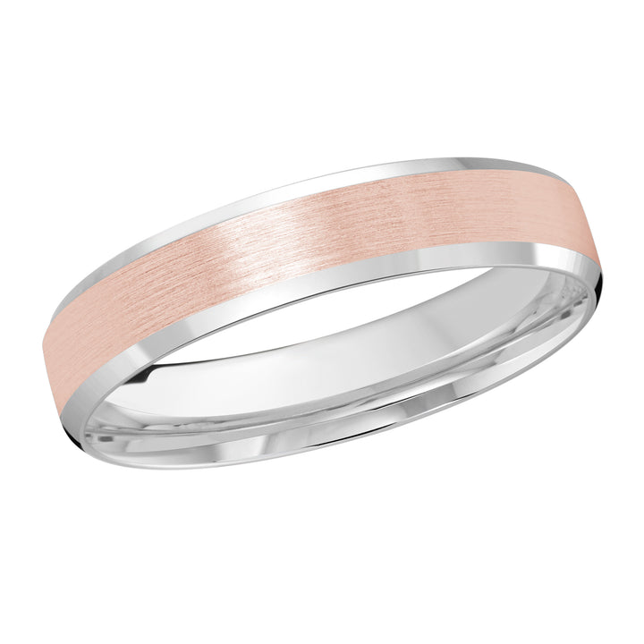 M3 1105 4WP 01   A White   Pink Wedding Band available in 10K  14K and 18K Gold