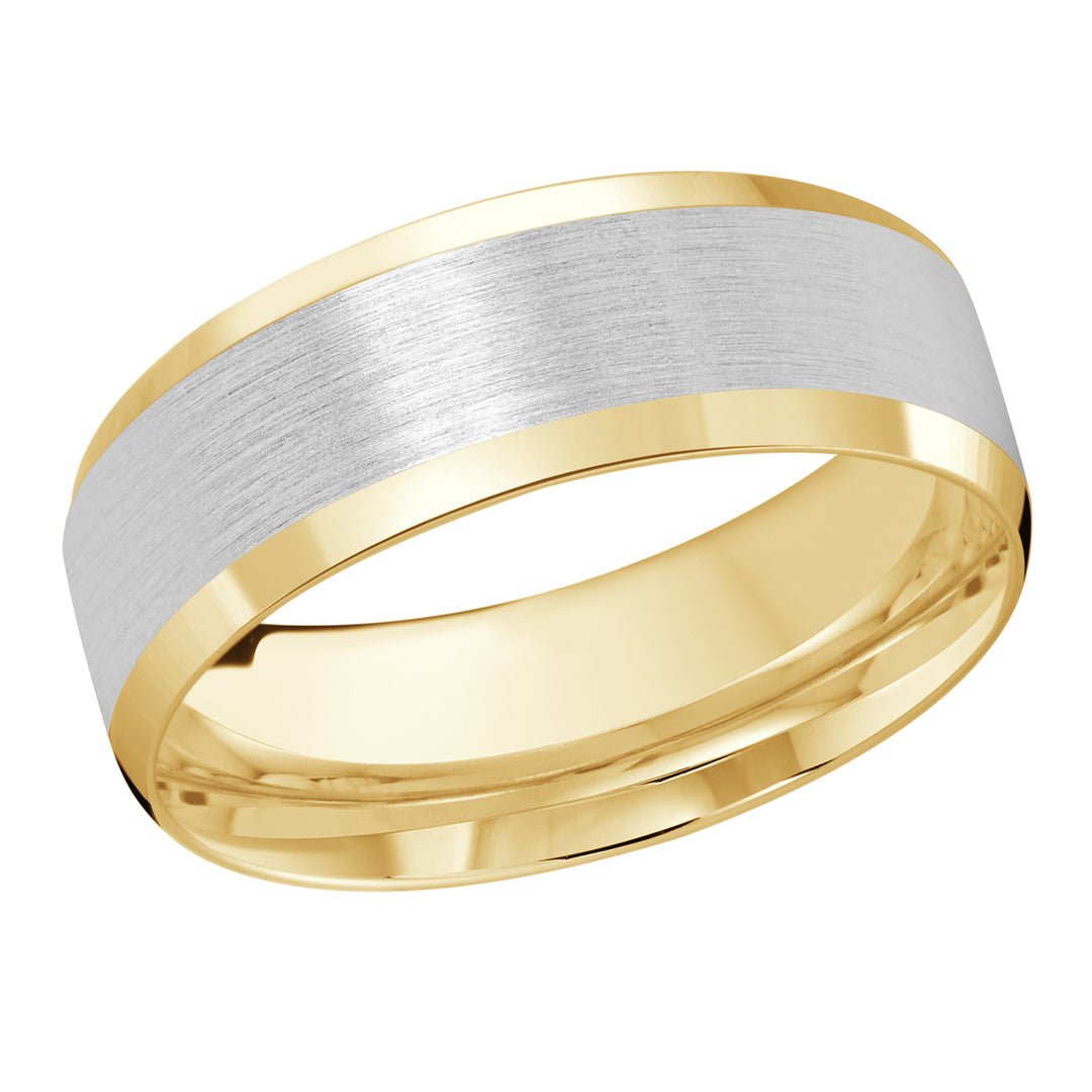 M3 1105 8YW 01   A Yellow   White Wedding Band available in 10K  14K and 18K Gold