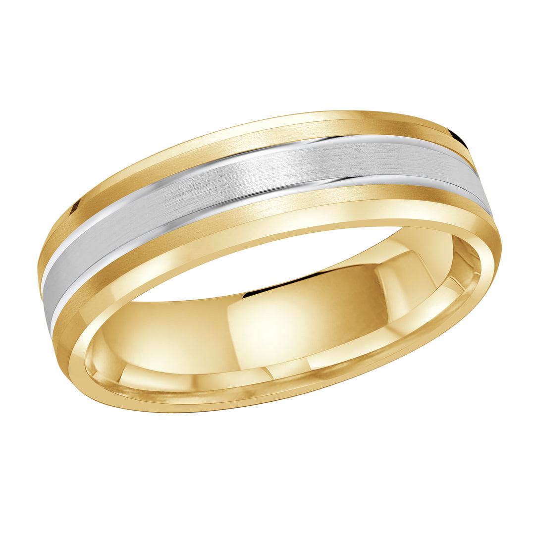 M3 1130 6YW 01   A Yellow   White Wedding Band available in 10K  14K and 18K Gold