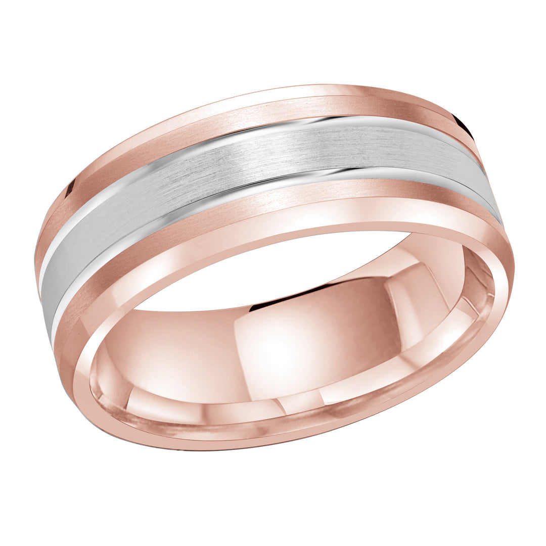 M3 1130 8PW 01   A Pink White Wedding Band available in 10K  14K and 18K Gold