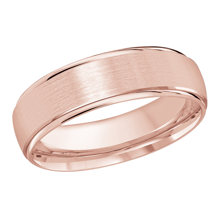 M3 1166 6P 01   A Pink Wedding Band available in 10K  14K and 18K Gold