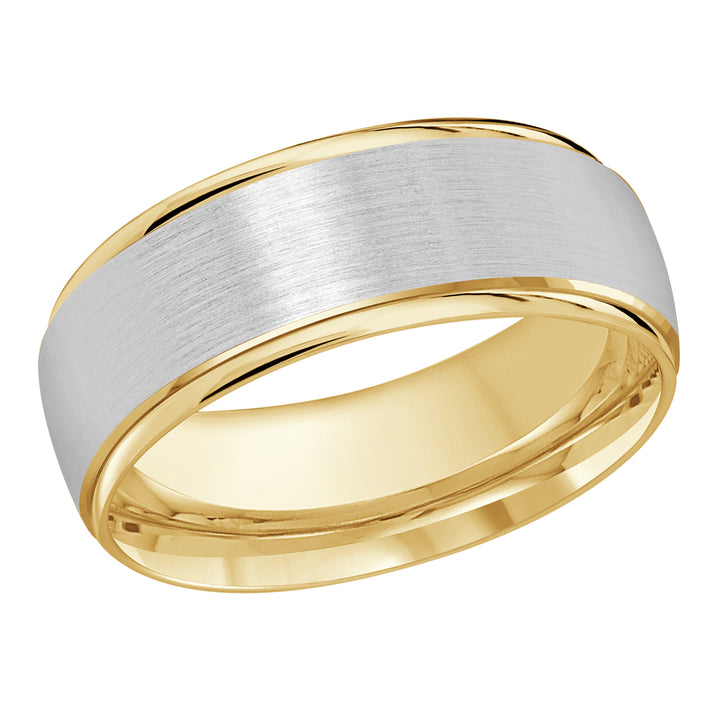 M3 1166 8YW 01   A Yellow   White Wedding Band available in 10K  14K and 18K Gold