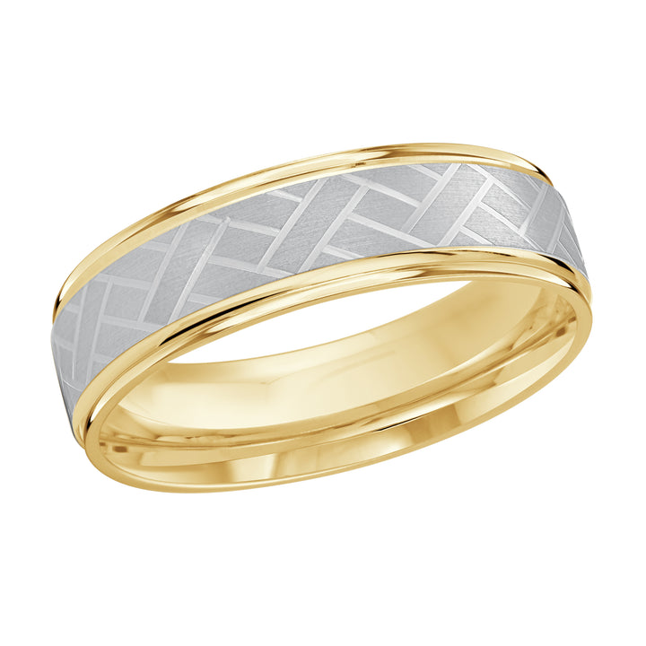 M3 1200 6YW 01   A Yellow   White Wedding Band available in 10K  14K and 18K Gold