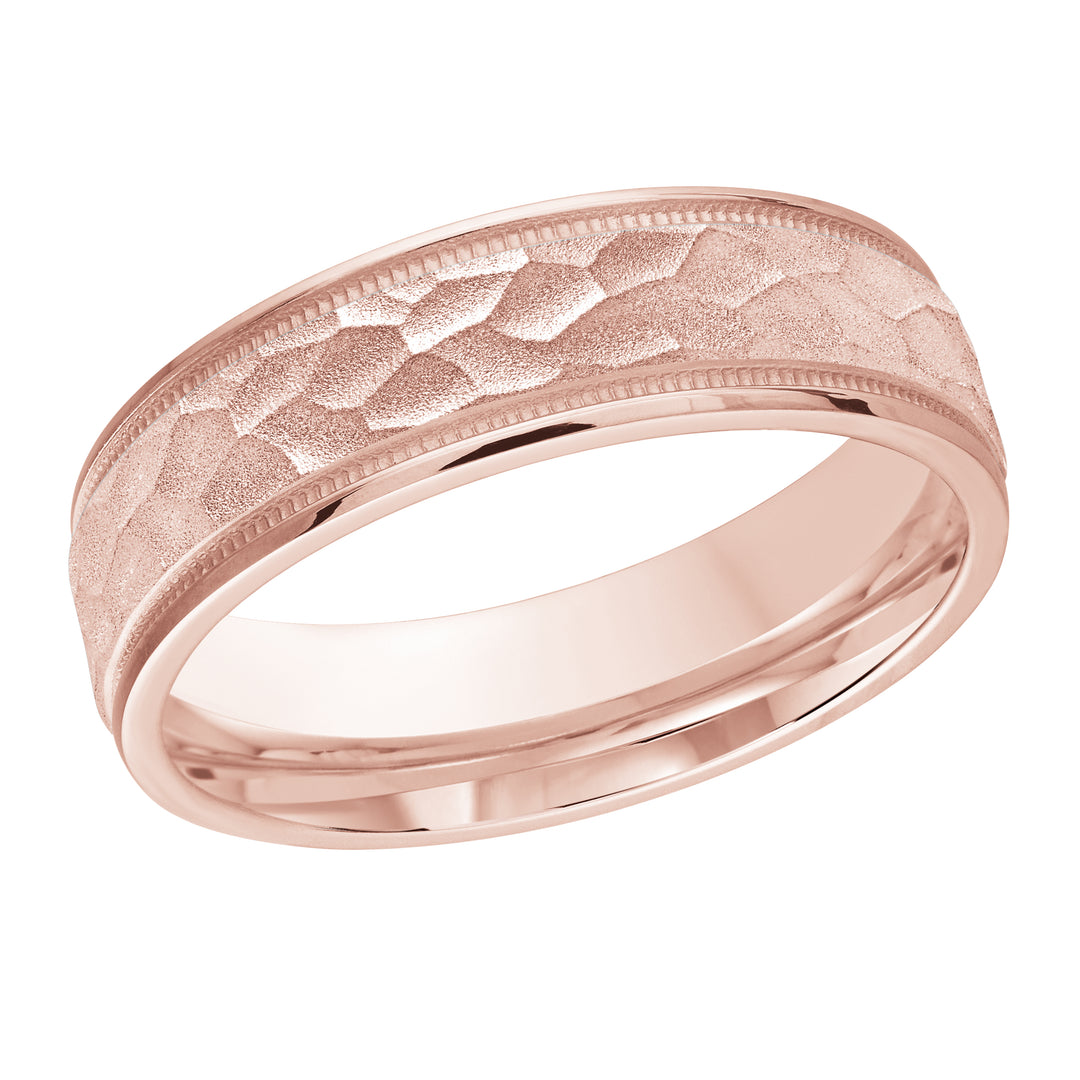 M3 303 6P 02   A Pink Wedding Band available in 10K  14K and 18K Gold