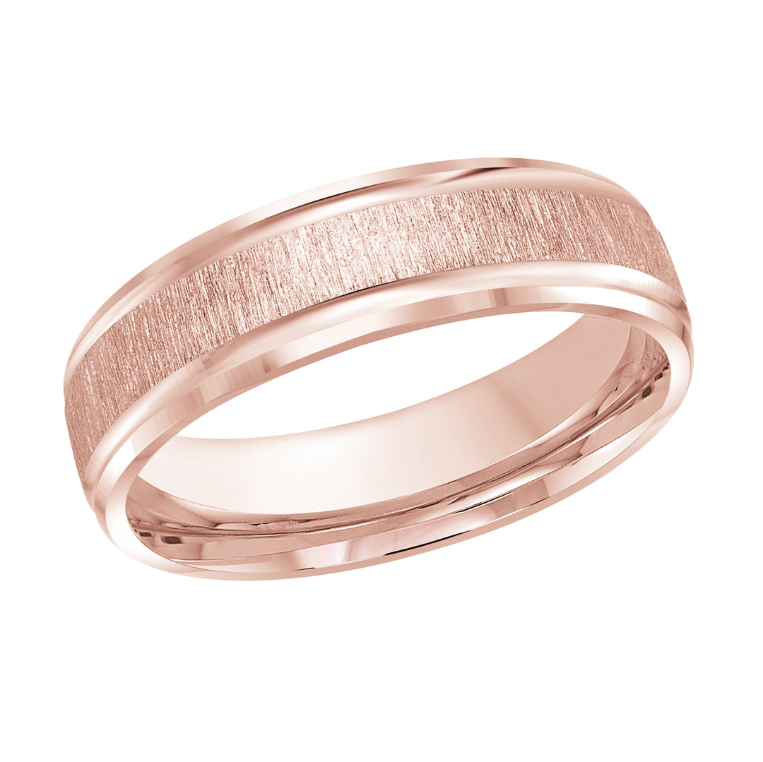 M3 411 6P 06   A Pink Wedding Band available in 10K  14K and 18K Gold