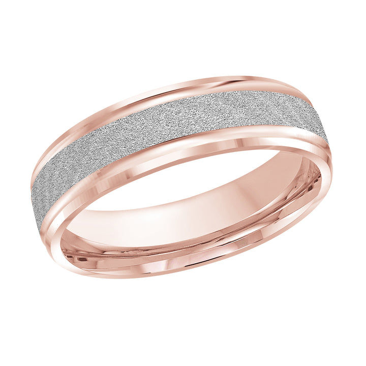 M3 411 6PW 05   A Pink White Wedding Band available in 10K  14K and 18K Gold