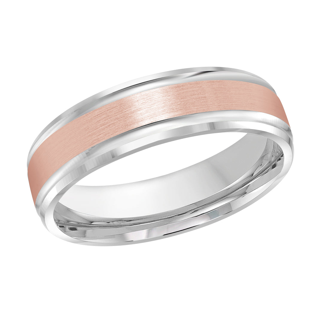 M3 411 6WP 01   A White   Pink Wedding Band available in 10K  14K and 18K Gold