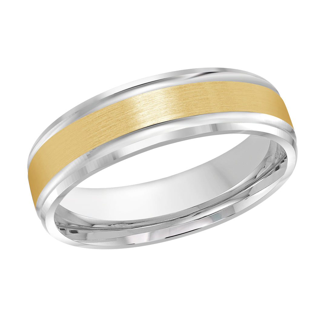 M3 411 6WY 01   A White   Yellow Wedding Band available in 10K  14K and 18K Gold