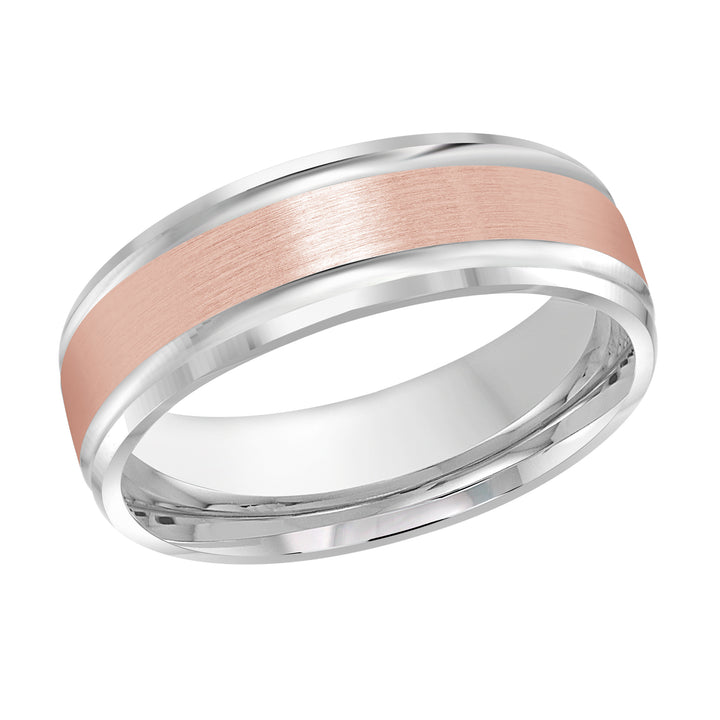 M3 411 7WP 01   A White   Pink Wedding Band available in 10K  14K and 18K Gold