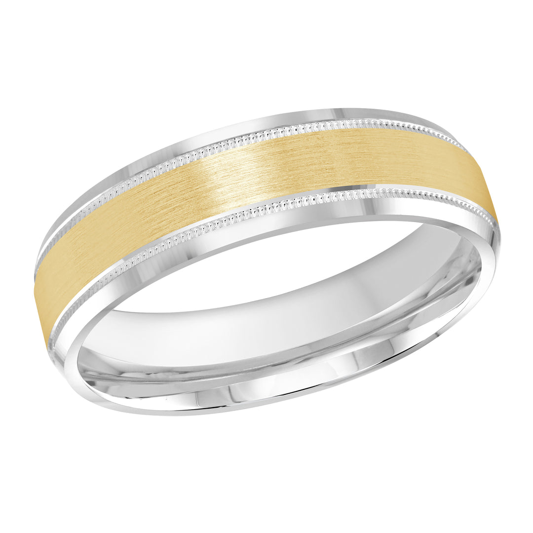 M3 413 6WY 01   A White   Yellow Wedding Band available in 10K  14K and 18K Gold