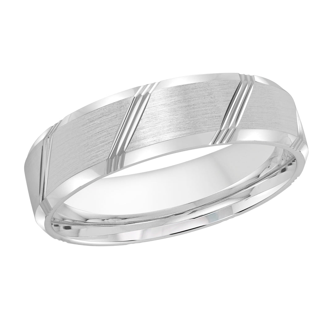 M3 414 6W 01   A White Wedding Band available in 10K  14K  8K Gold and Platinum