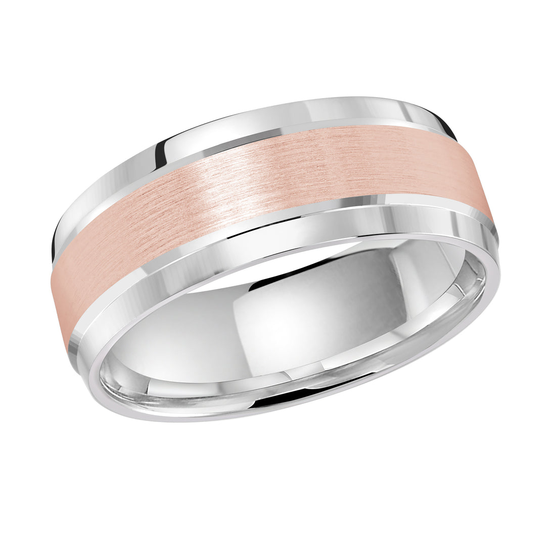 M3 418 8WP 01   A White   Pink Wedding Band available in 10K  14K and 18K Gold