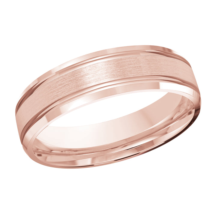 M3 520 6P 01   A Pink Wedding Band available in 10K  14K and 18K Gold