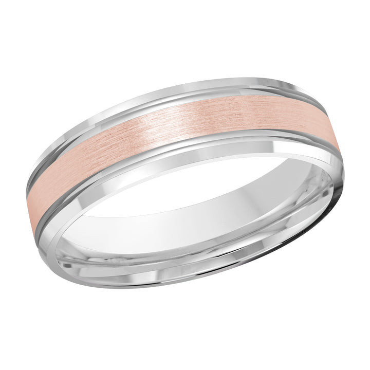 M3 520 6WP 01   A White   Pink Wedding Band available in 10K  14K and 18K Gold