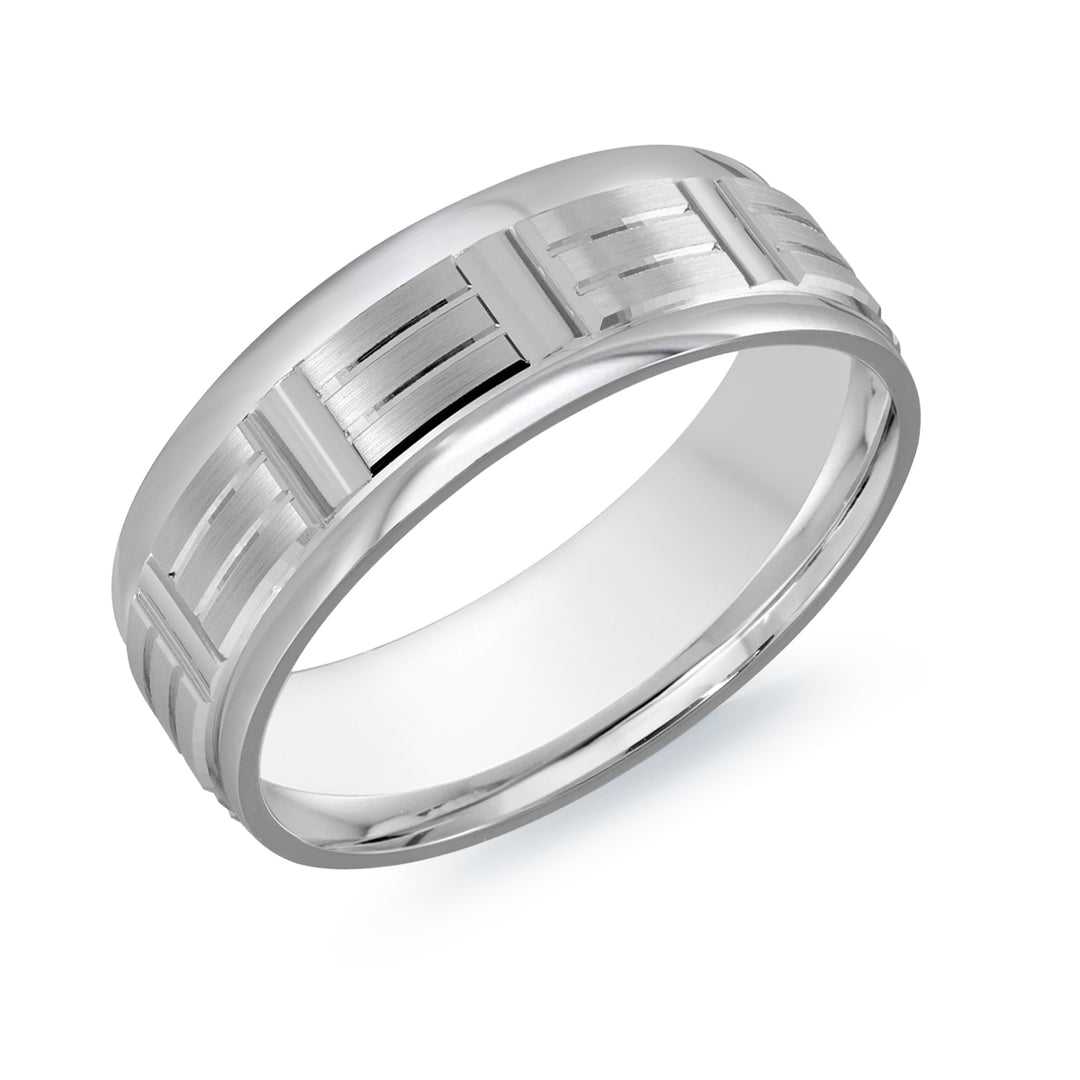 M3 611 7W 01   A White Wedding Band available in 10K  14K  8K Gold and Platinum