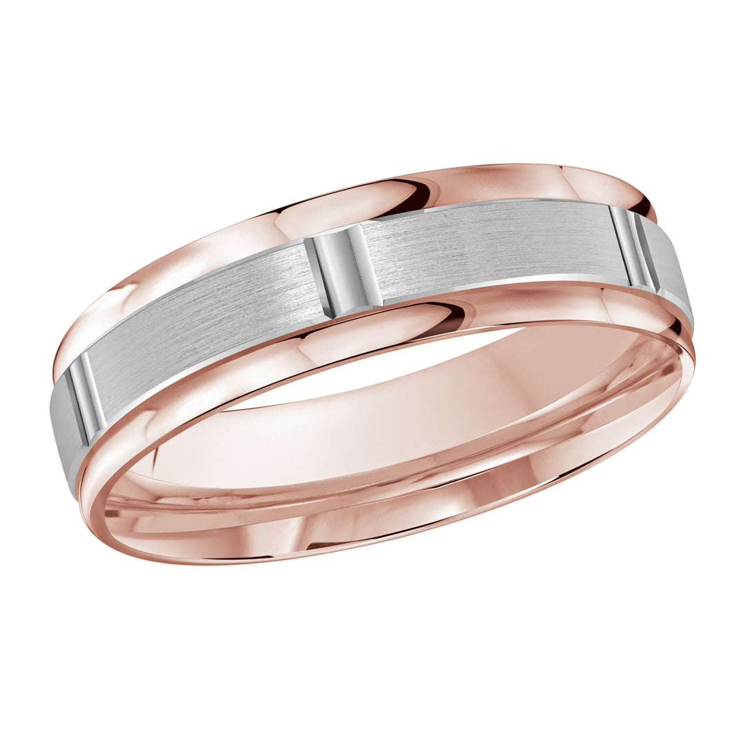 M3 636 6PW 01   A Pink White Wedding Band available in 10K  14K and 18K Gold