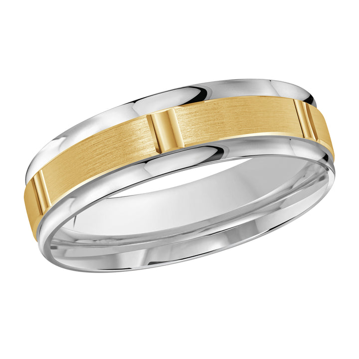 M3 636 6WY 01   A White   Yellow Wedding Band available in 10K  14K and 18K Gold