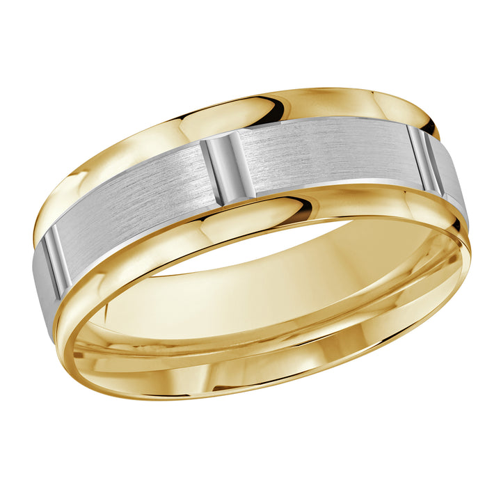 M3 636 8YW 01   A Yellow   White Wedding Band available in 10K  14K and 18K Gold