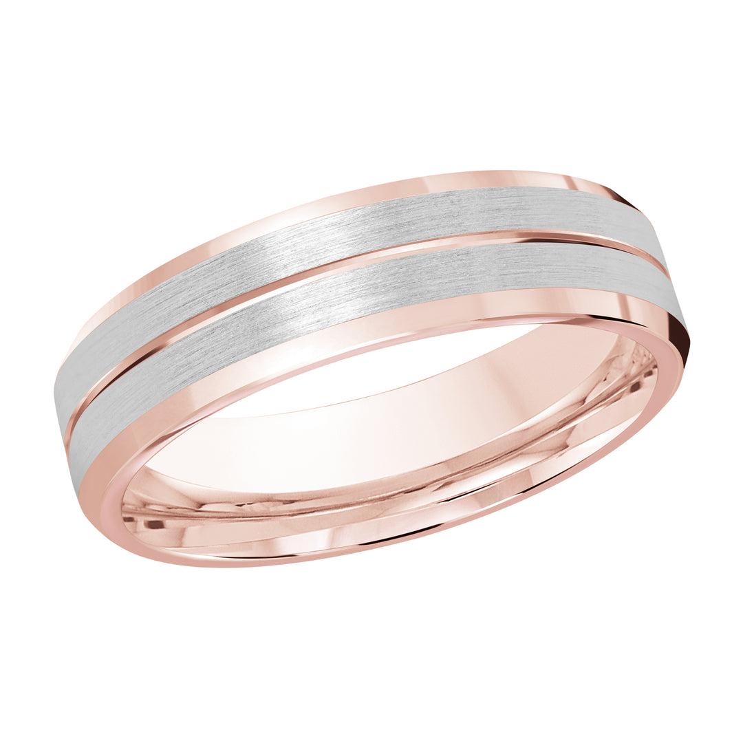 M3 697 6PW 01   A Pink White Wedding Band available in 10K  14K and 18K Gold