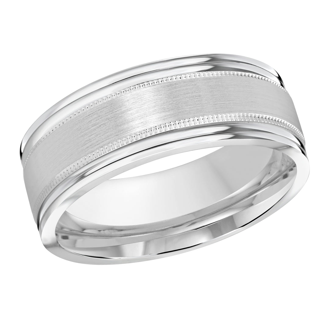 M3 738 8W 01   A White Wedding Band available in 10K  14K  8K Gold and Platinum