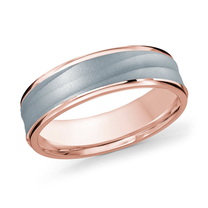 M3 914 6PW 07   A Pink White Wedding Band available in 10K  14K and 18K Gold