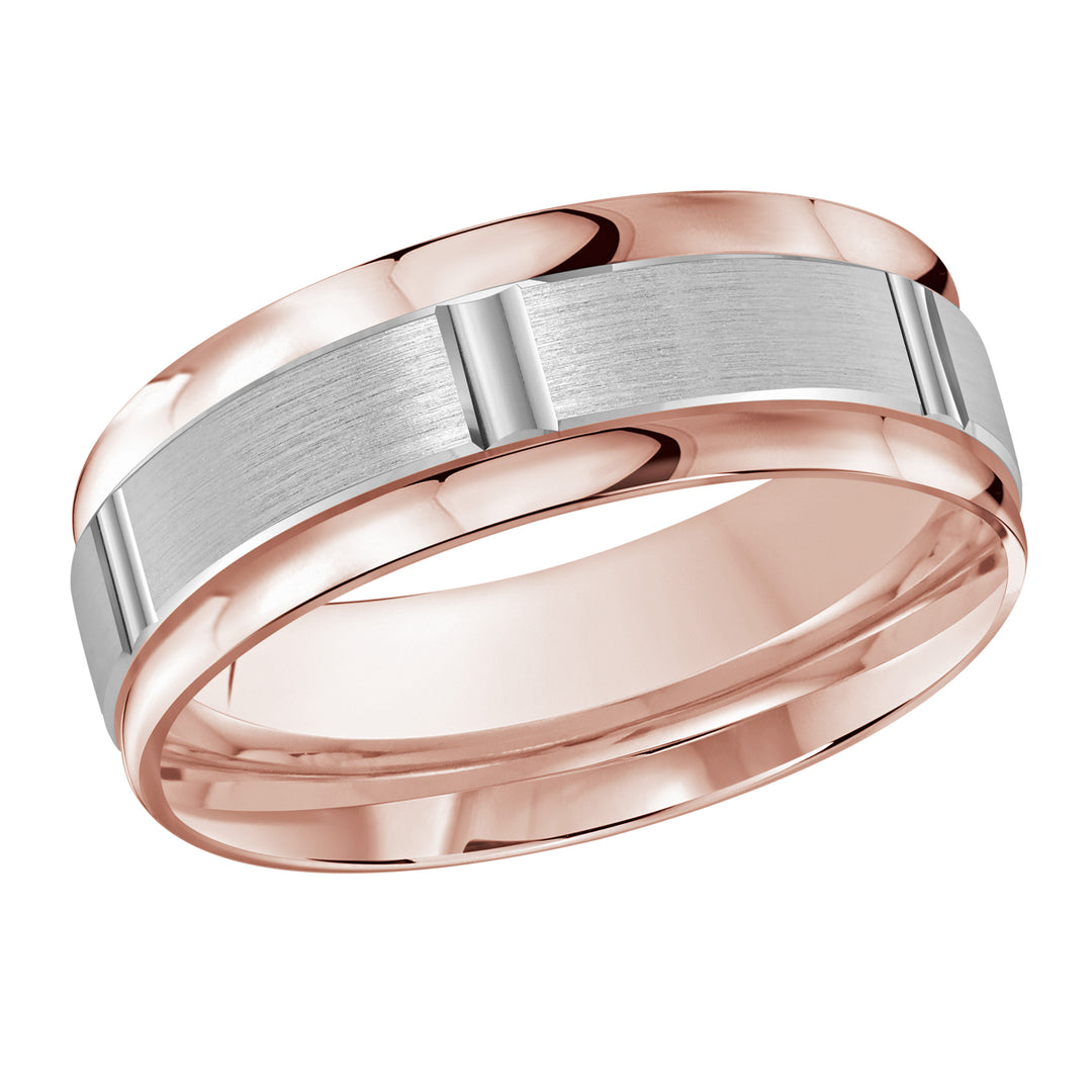 M3 636 8PW 01   A Pink White Wedding Band available in 10K  14K and 18K Gold