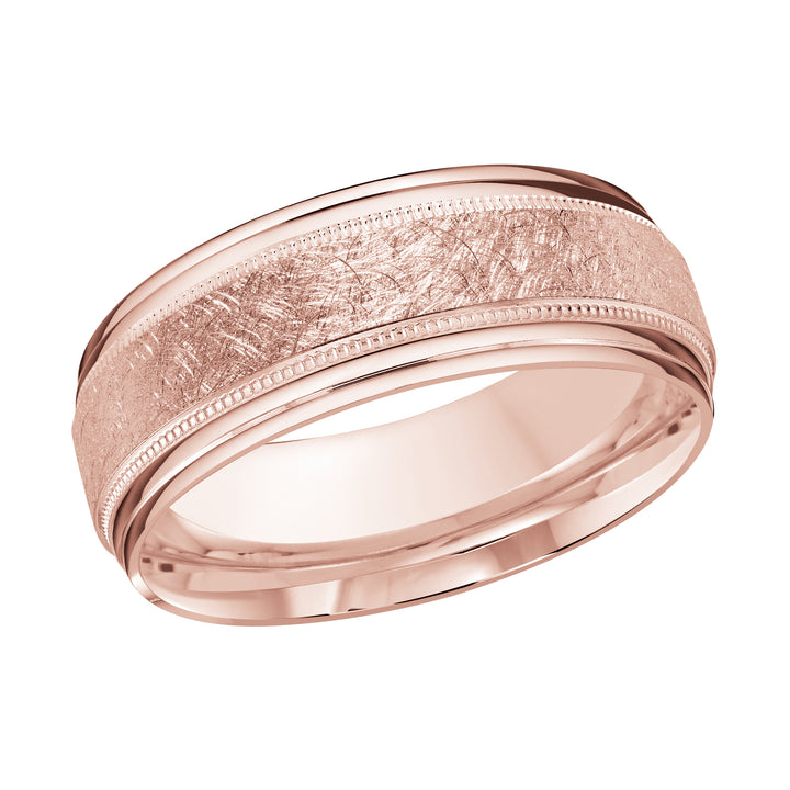 M3 008 8P 04   A Pink Wedding Band available in 10K  14K and 18K Gold