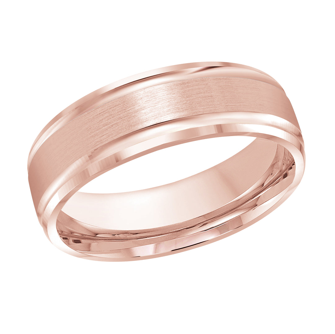 M3 411 7P 01   A Pink Wedding Band available in 10K  14K and 18K Gold