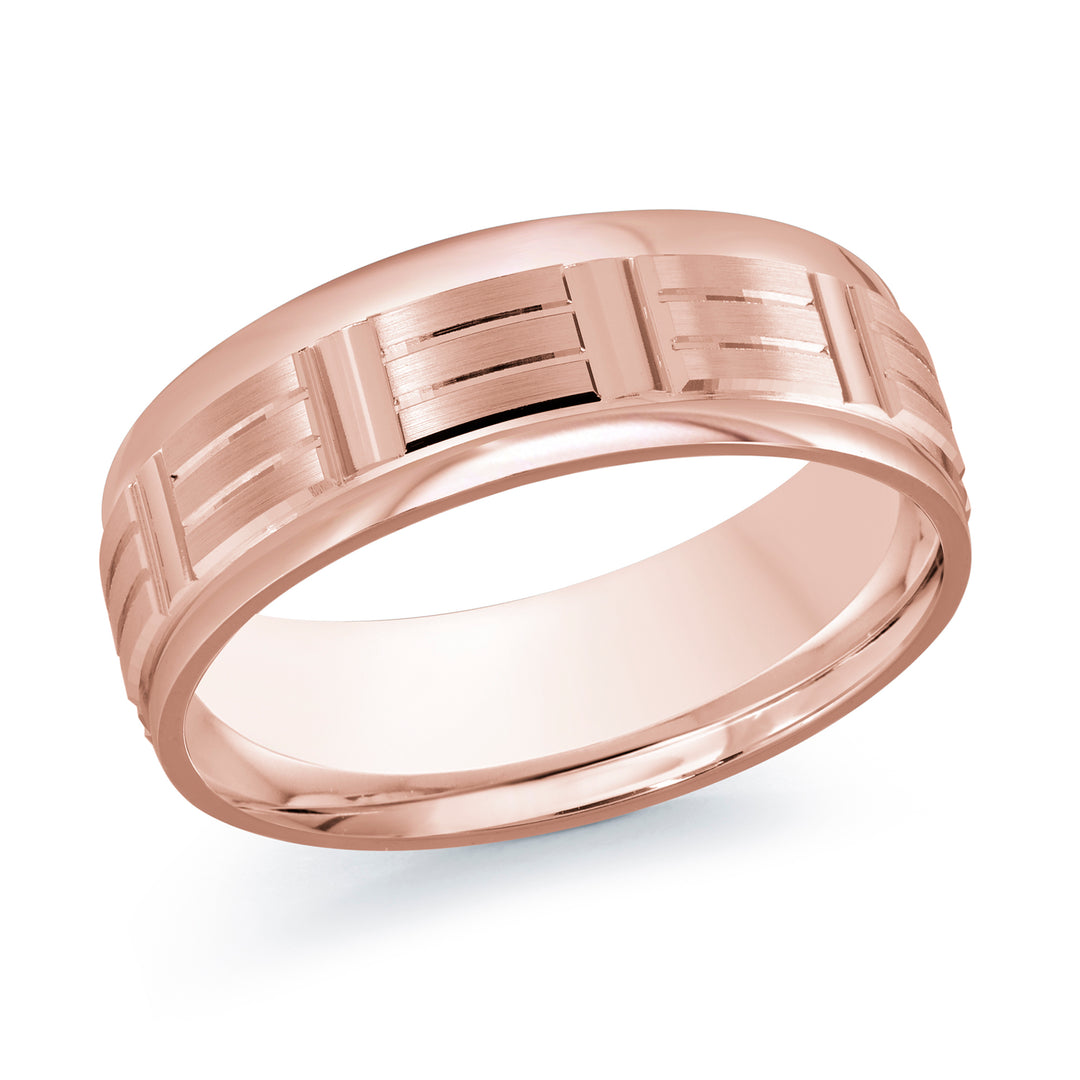 M3 611 7P 01   A Pink Wedding Band available in 10K  14K and 18K Gold