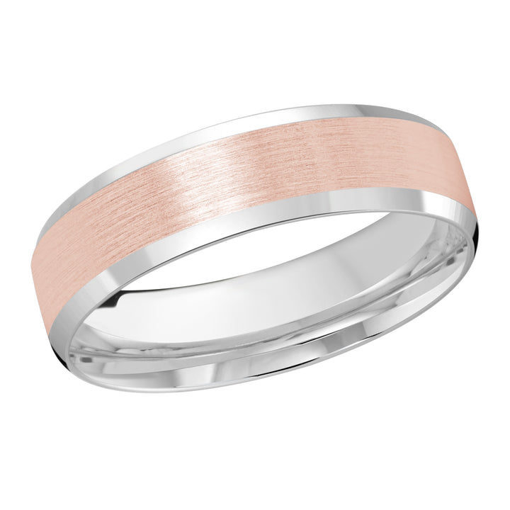 M3 1105 6WP 01   A White   Pink Wedding Band available in 10K  14K and 18K Gold