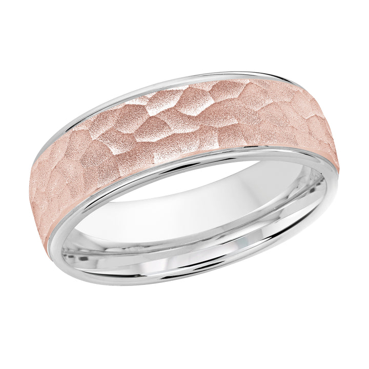 M3 1085 7WP 02   A White   Pink Wedding Band available in 10K  14K and 18K Gold