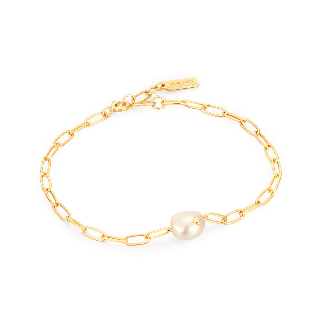 Gold Pearl Sparkle Chunky Chain Bracelet?