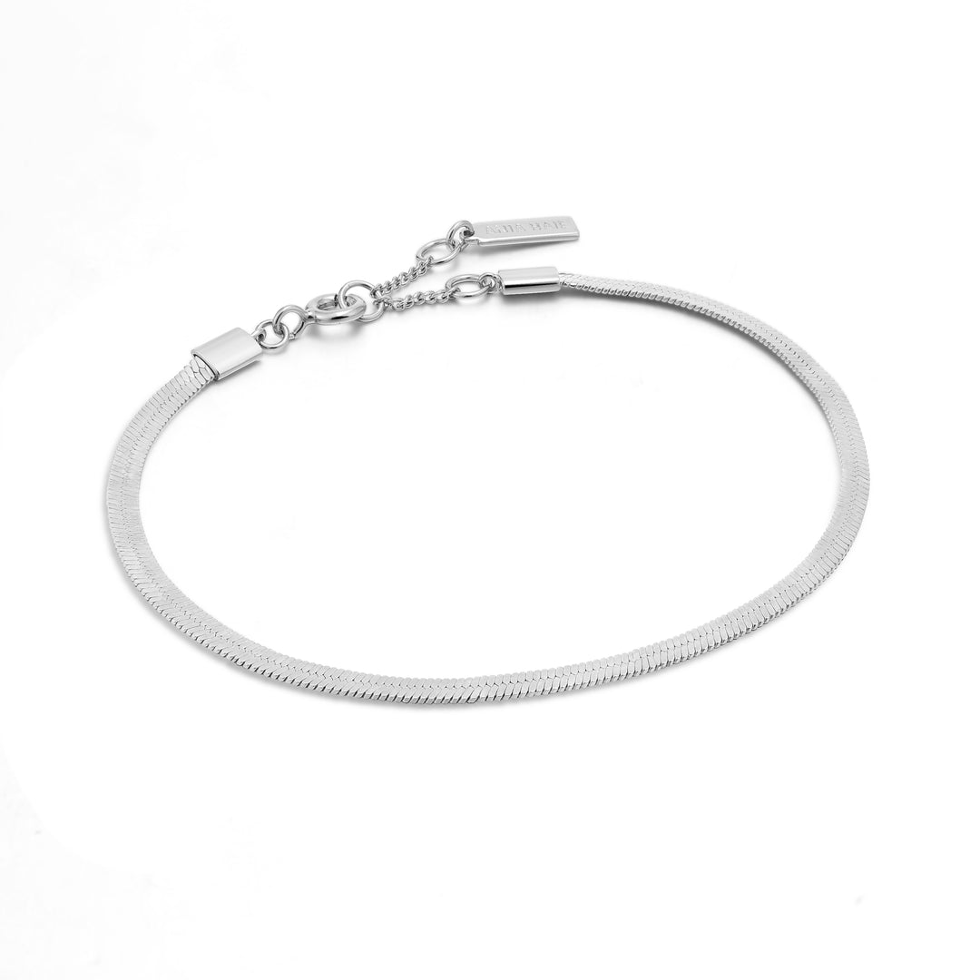 Silver Flat Snake Chain Bracelet