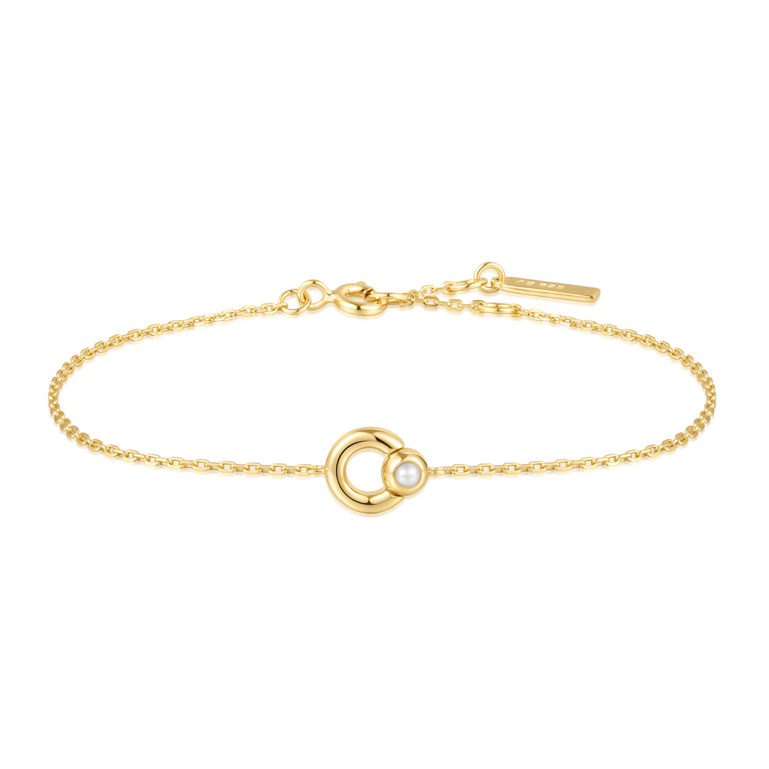 Gold Hoop Freshwater Pearl Bracelet