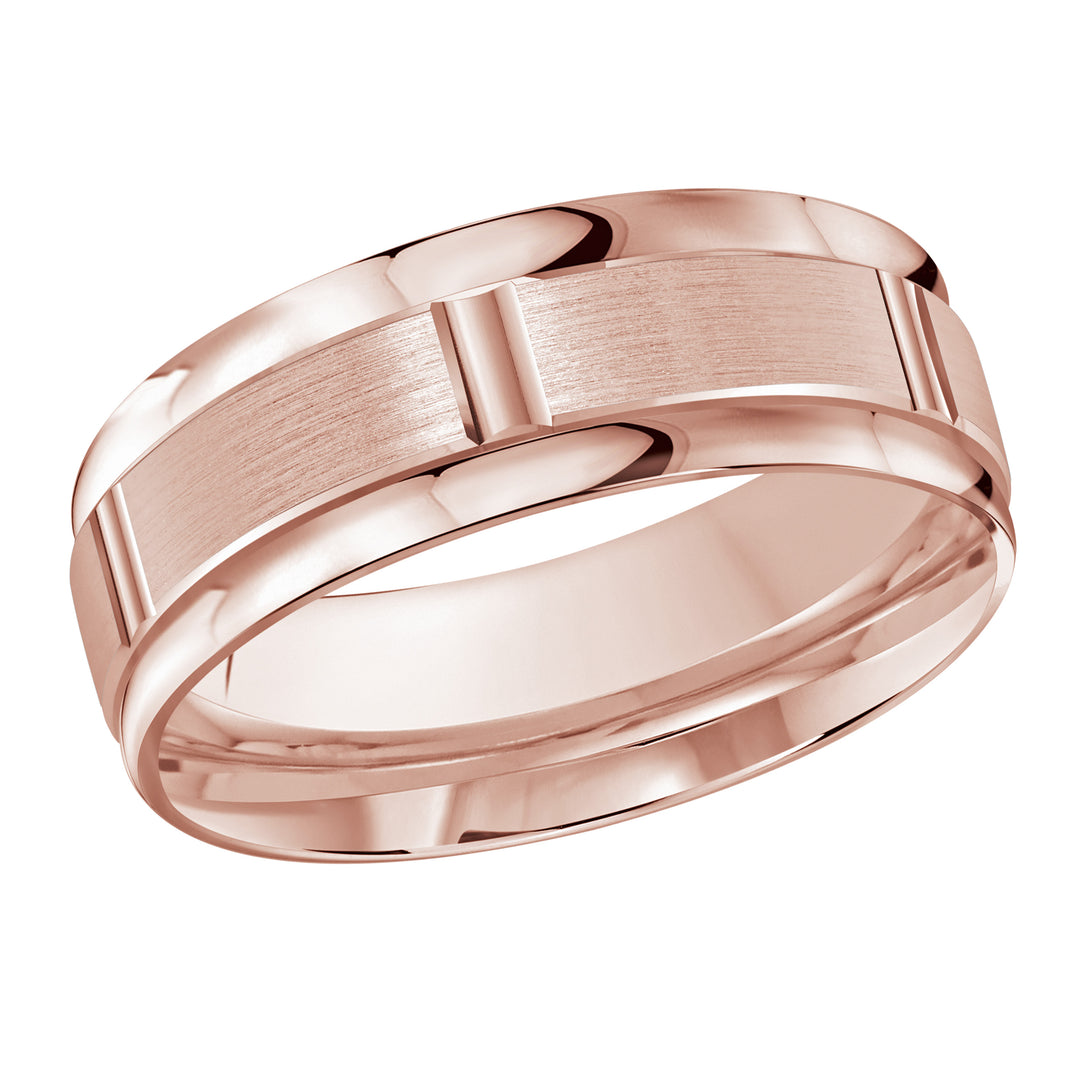 M3 636 8P 01   A Pink Wedding Band available in 10K  14K and 18K Gold