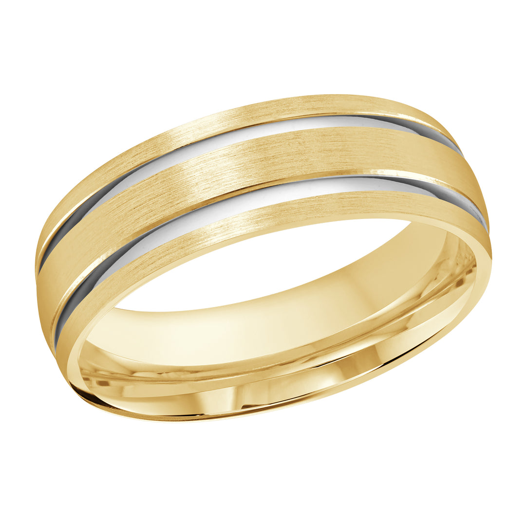 M3 389 7YW 01   A Yellow   White Wedding Band available in 10K  14K and 18K Gold