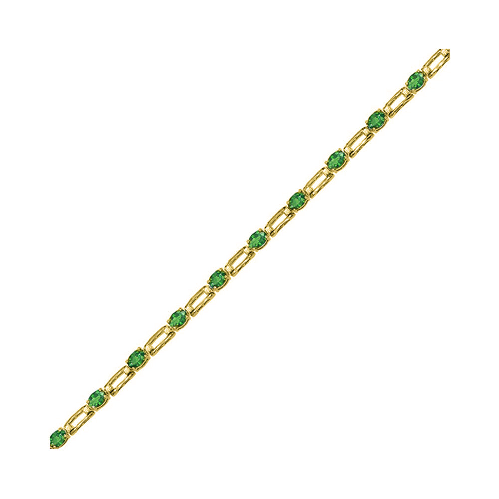 14Kt Yellow Gold Diamond 1/5Ctw & Emerald 1 5/8Ctw Bracelet