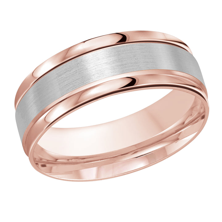 M3 031 8PW 01   A Pink White Wedding Band available in 10K  14K and 18K Gold