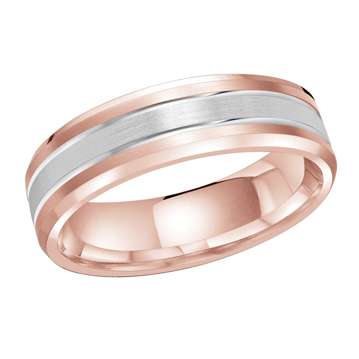 M3 1130 6PW 01   A Pink White Wedding Band available in 10K  14K and 18K Gold