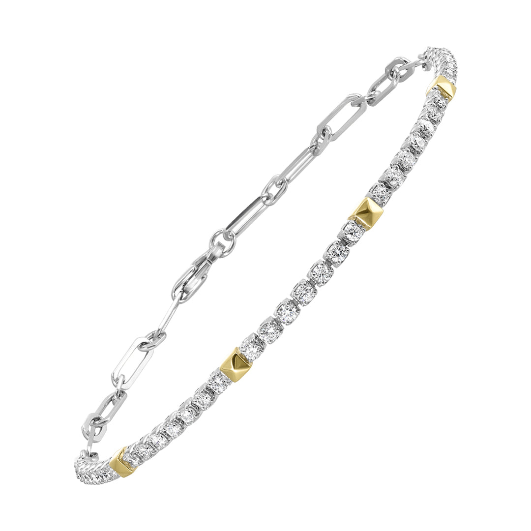 14Kt White Yellow Gold Diamond 3/4Ctw Bracelet