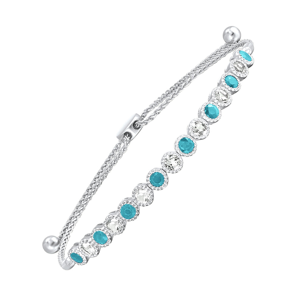 Silver Aquamarine-White Sapphire 2Ctw Bracelet